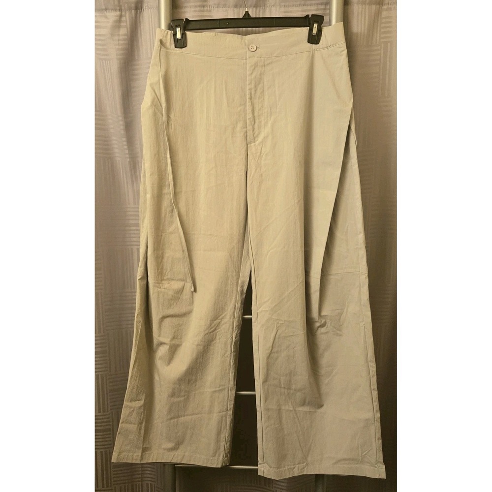 Cider Beige Gray High Waisted Wide‎ Leg Mock-Wrap Trousers Palazzo Pants X-Large